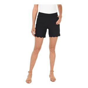 Anthonys Resort Wear Size 14 Black Pull-On Bermuda Shorts NWT $54 Scallop Bottom